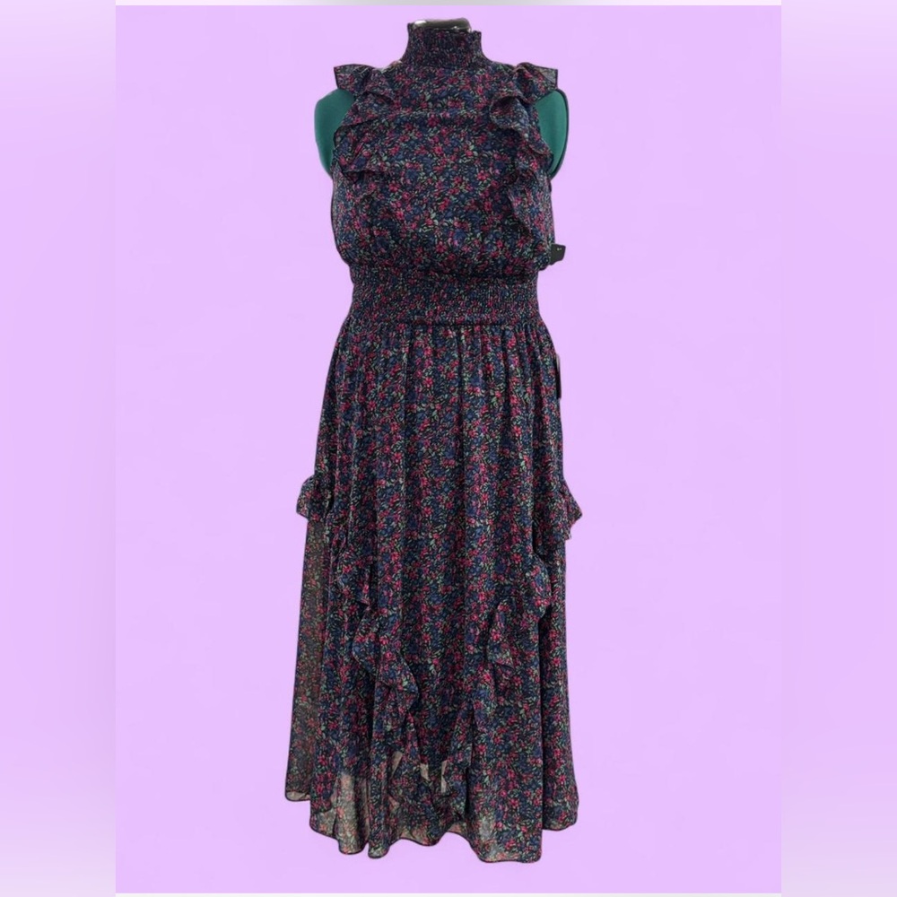 Multicolor Floral Ruffle Maxi Dress